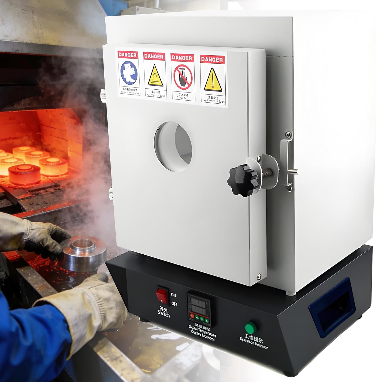 1750W Electric Burnout Oven Kiln,Muffle Furnace High Temperature Burnout Oven Integrated Laboratory Jewelry Processing Furnace 1150℃ Highest Temperature,15×15×20cm Inner Chamber