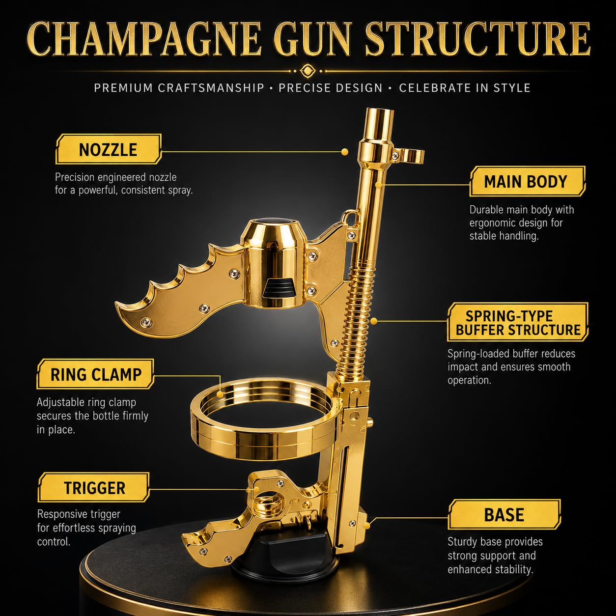 Tapón de vino multifuncional con eyector para botella de champán Rosegold | Juguete pulverizador de champán para cumpleaños, bodas, fiestas en piscina, ambiente navideño en bares