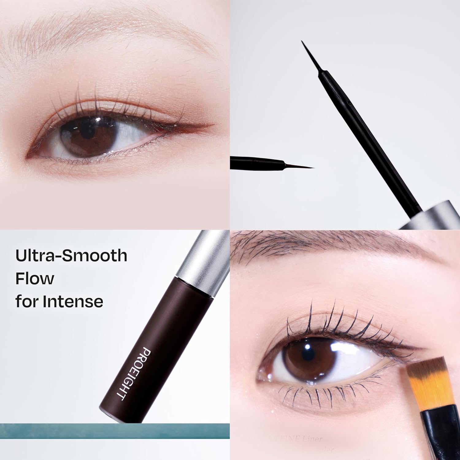 Piccasso 798 Flat Eyeliner Brush Set of 2 – Professional Thin Flat Brush for Gel & Liquid Eyeliner, Soft Synthetic Bristles for Tightlining, Waterline & Lash Line Precision, K-Beauty Makeup Brush Bund