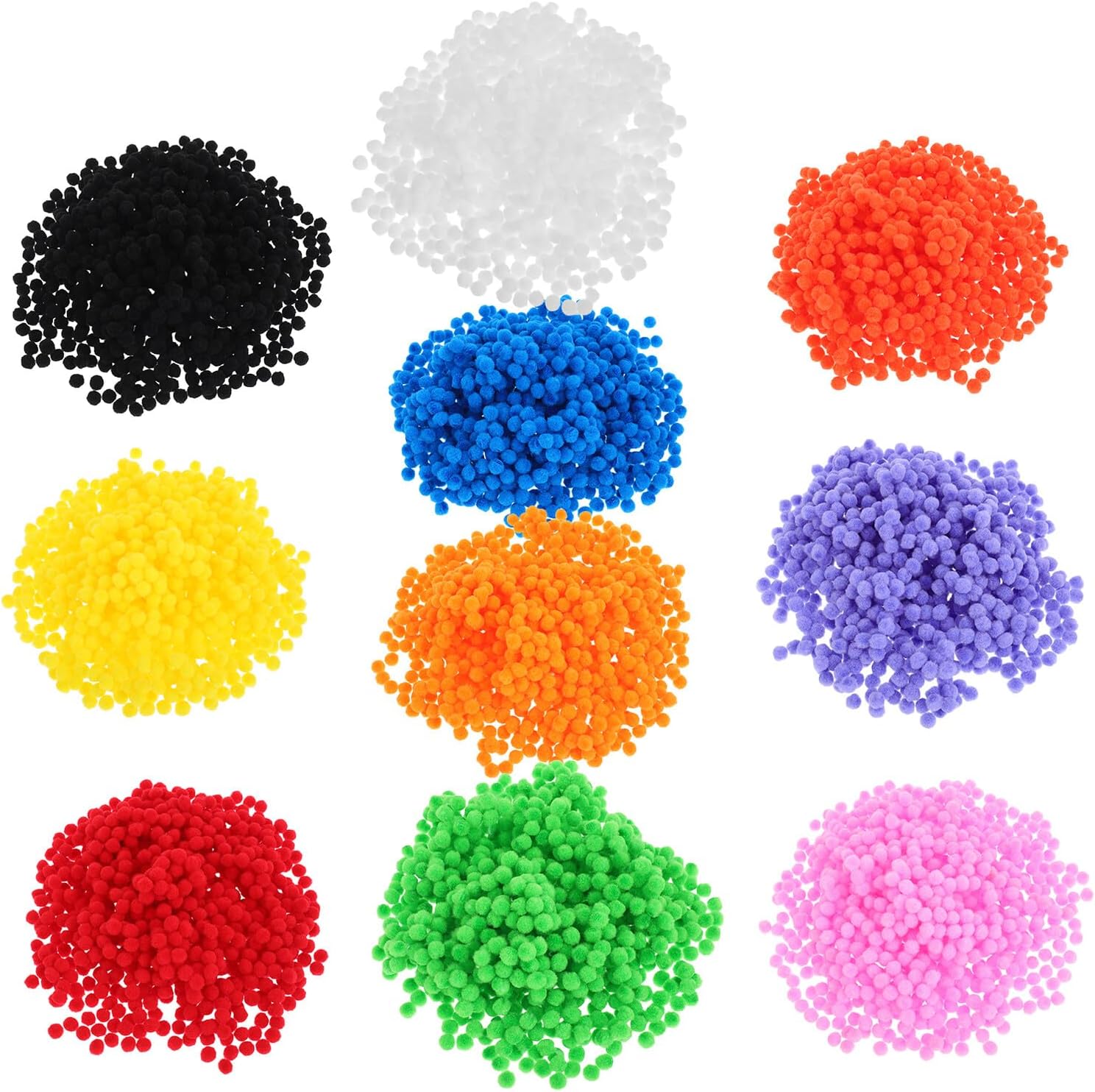 PRETYZOOM 10000pcs Multicolor Fluffy Pom Poms for Crafting Soft Polyester Balls DIY Handmade and Decoration Supplies