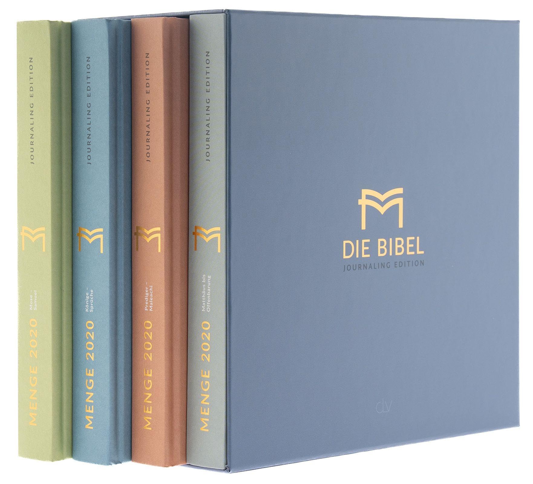 Menge 2020 (Bibel) – Journaling Edition – 4 Bände im Schuber: 3 AT-Bände und 1 NT-Band