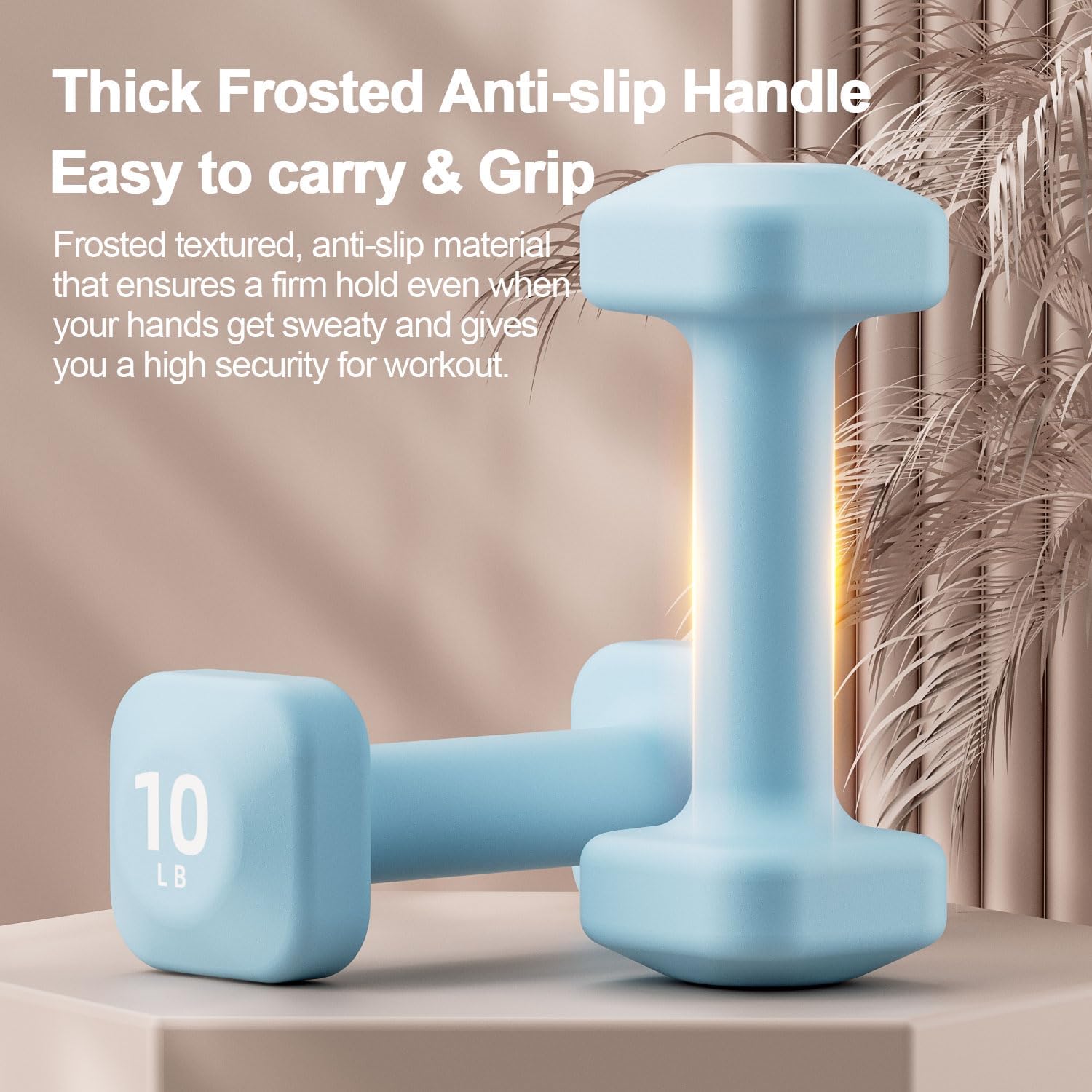 SafeGrip Square Dumbbells Weight, Non-Slip Grip & Anti-Roll Design, Heavy Duty Free Weights for Home Gym, Strength Training, Weight Lifting, HIIT Workouts - Thick Ergonomic Handle for Men & Women (2-20lbs)