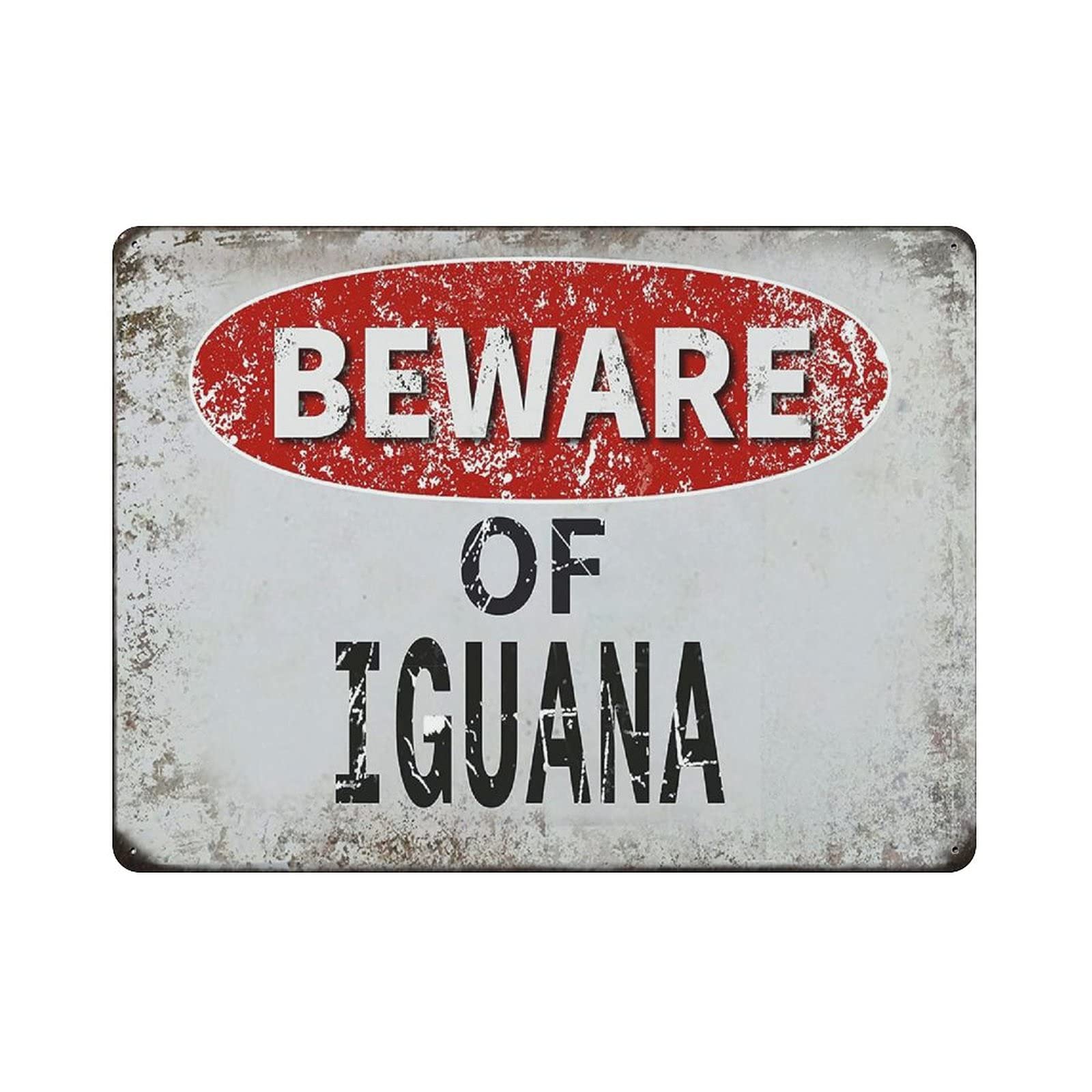 Metal Tin Sign Beware of Iguana Vintage Tin Poster Metal Sign Wall Decoration Country Kitchen Home Garage Decor 12"x16"