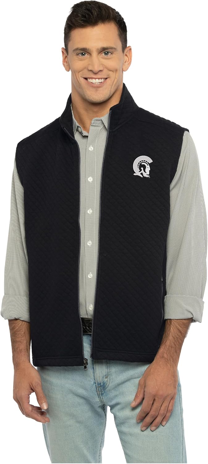 Vantage Apparel Men's Collegiate Full Zip Quilted Vest, Arkansas Little Rock Trojans, X-Large