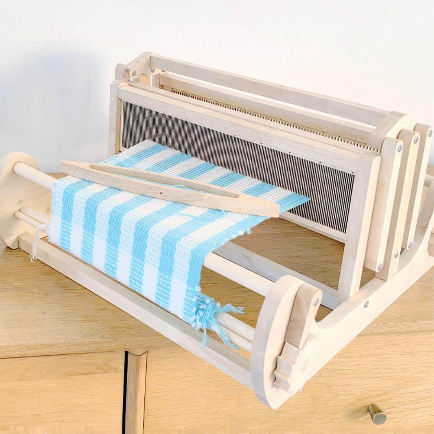Webmaschine Massivholz Handwebstuhl DIY Set mit 30cm Maximaler Webbreite, Glatte Oberfläche für Teesitze, Untersetzer, Platzsets, Stoffbeutel