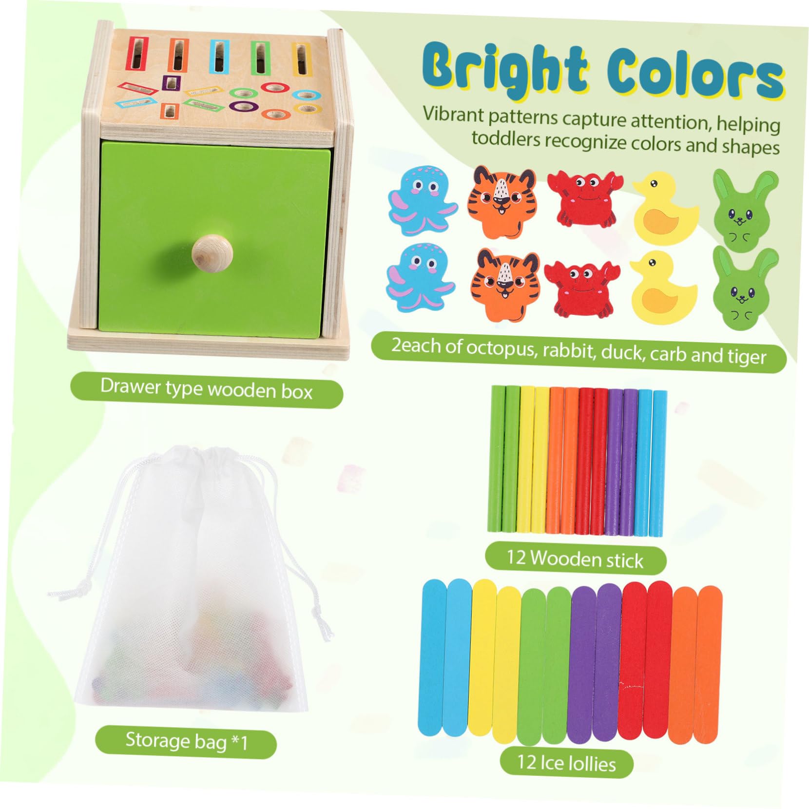 SOLUSTRE Juguete de Madera para Clasificación de Formas Montessori, 1 Juego