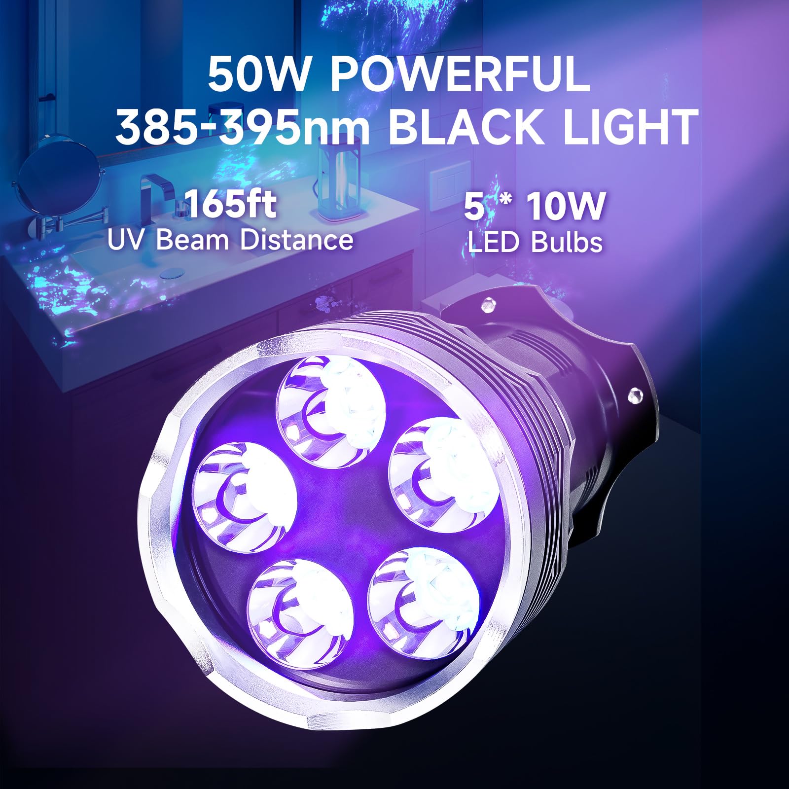 Lampe frontale UV, Lampe UV Frontal Blacklight avec Lumière