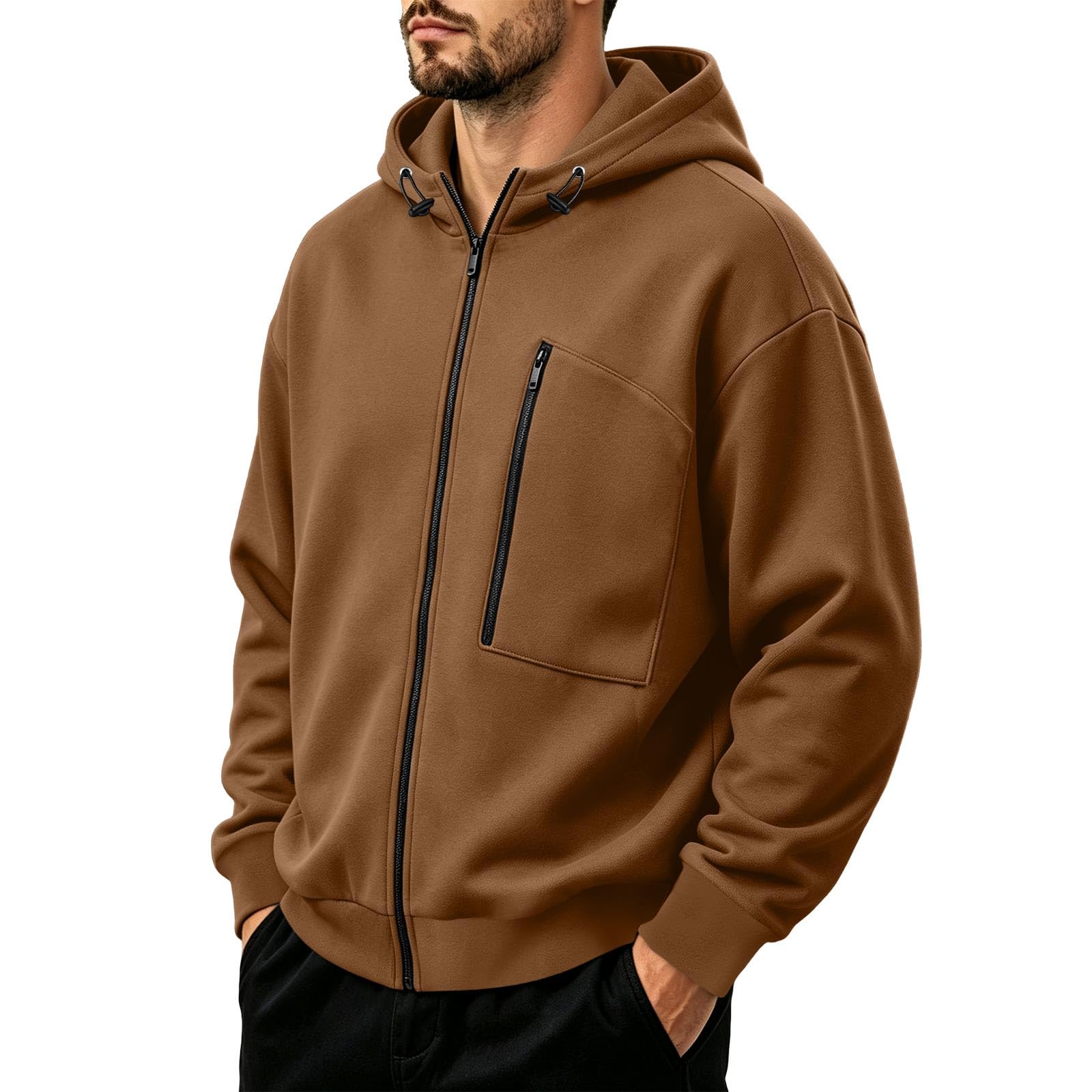 Sweatjacke Herren Mit Kapuze Sweatshirt Dünne Hoodie Oversize Pullover Mit Reissverschluss Kapuzenjacke Lässige Streetwear Herrenpullover Fashion Elegant Kapuazenpulli Freizeit Einfarbige Hoody S-XXL