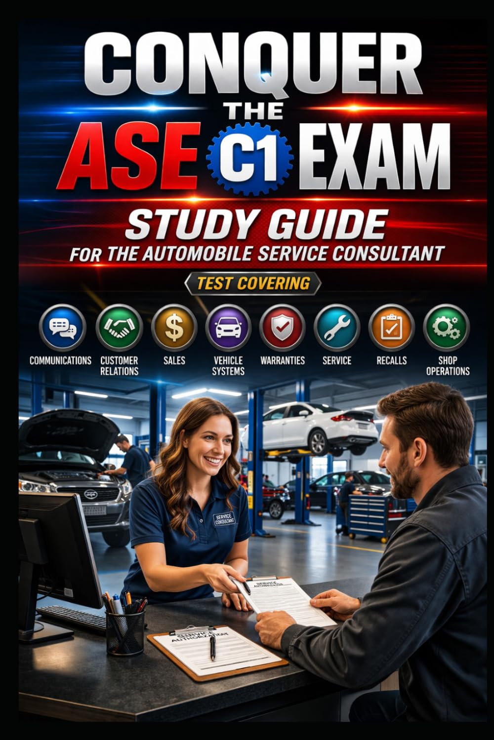 Conquer the ASE C1 Exam: Study Guide for the Automobile Service Consultant Test Covering Communications, Customer Relations, Sales, Vehicle Systems, ... and Shop Operations (Automotive Exams)