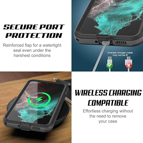 Miniatura 5 de Punkcase Funda impermeable para Galaxy S22 Ultimato Series Slim Fit Certificado IP68 A prueba de golpes A prueba de suciedad a prueba de nieve Funda