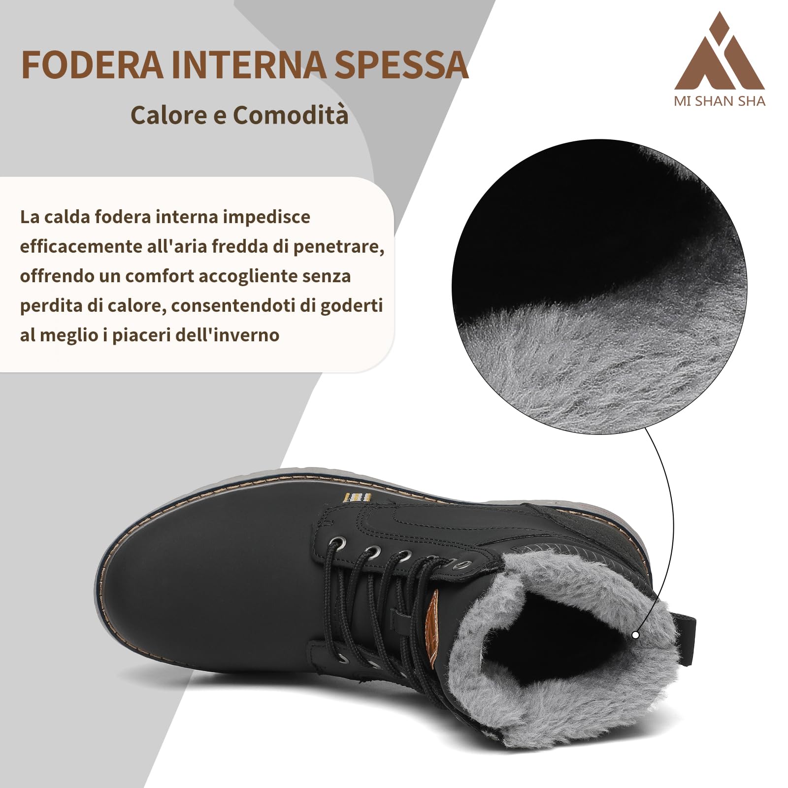 Mishansha Stivali Donna Invernali Caldo Scarpe da Neve Antiscivolo Scarponcini Casual 36-42 EU