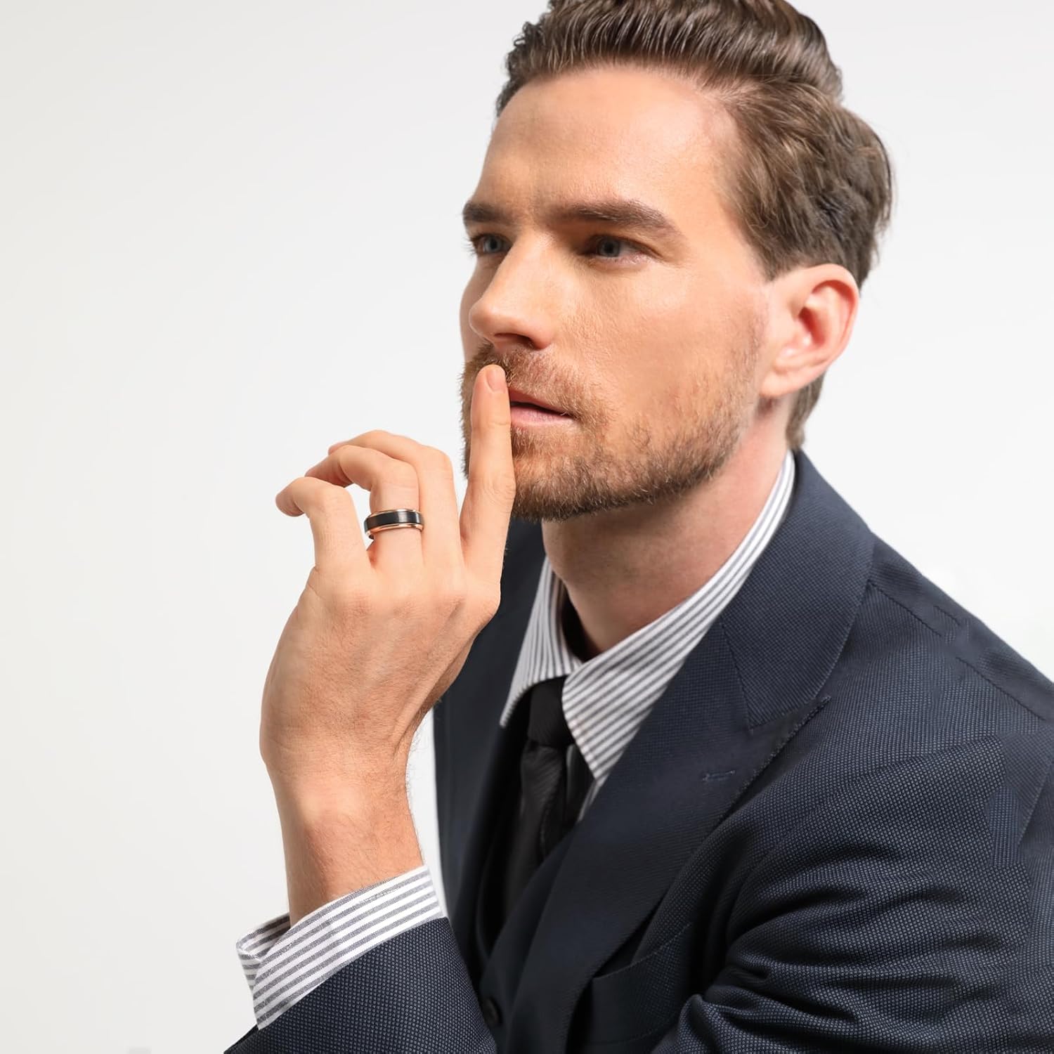 TRUMIUM 6mm 8mm Tungsten Rings for Men Women Black Wedding Band 24K Gold Plated/Rose Gold Plated Step Edges Comfort Fit Size 6-13 - Image 4