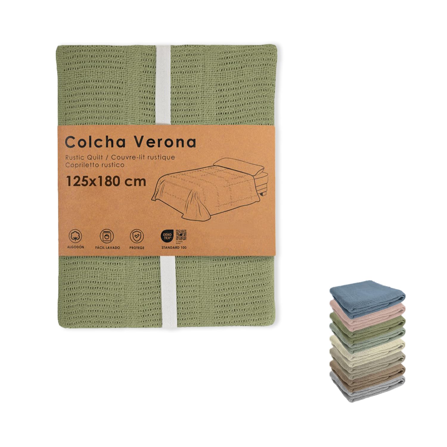 HOME SOLAZZIA Colcha Multiusos para sofás y Colcha Cama, Plaid Multiusos, cubrecama, Cubre sofá, Tejido Resistente y de Calidad (Verde Oliva, 125 x 180 cm)