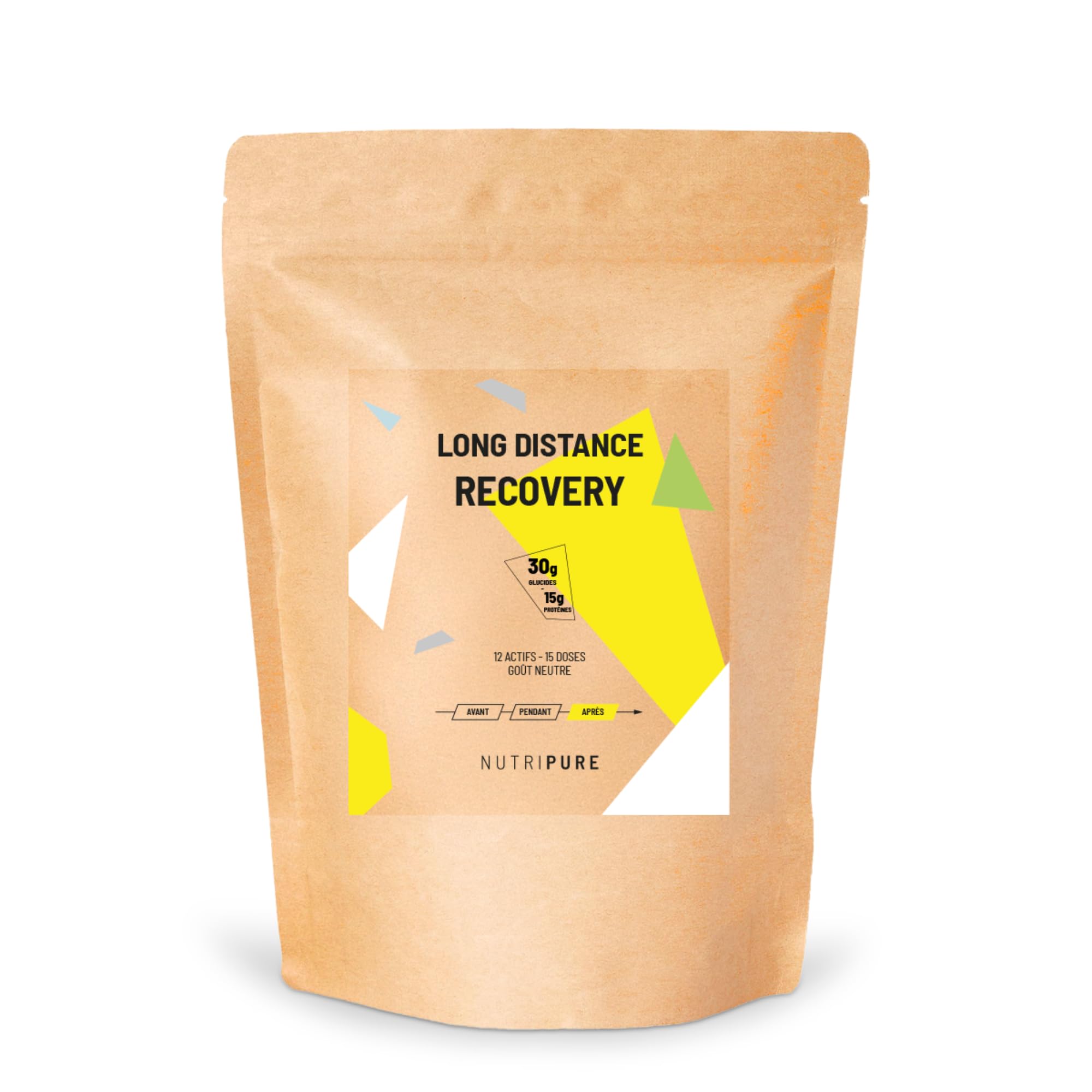 Nutripure | Boisson de récupération Long Distance – Endurance & Ultra | Protéines, Glucides, Collagène, Glutamine | Récupération Musculaire & Énergétique | Post-effort Trail, Vélo, Triathlon | 15 dose