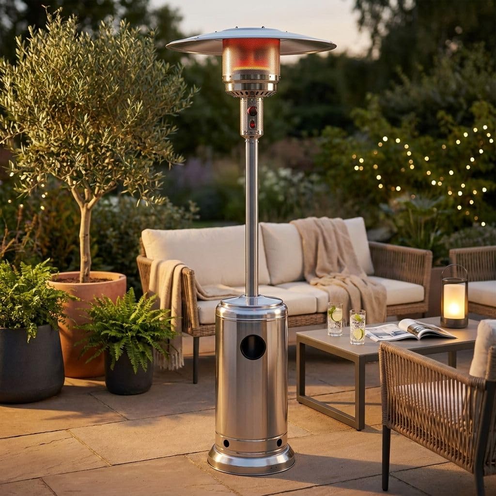 milani home Fungo Riscaldante per Esterno Stufa per Giardino in Acciaio A Gas Butano Calore per Bar Ristorante Albergo