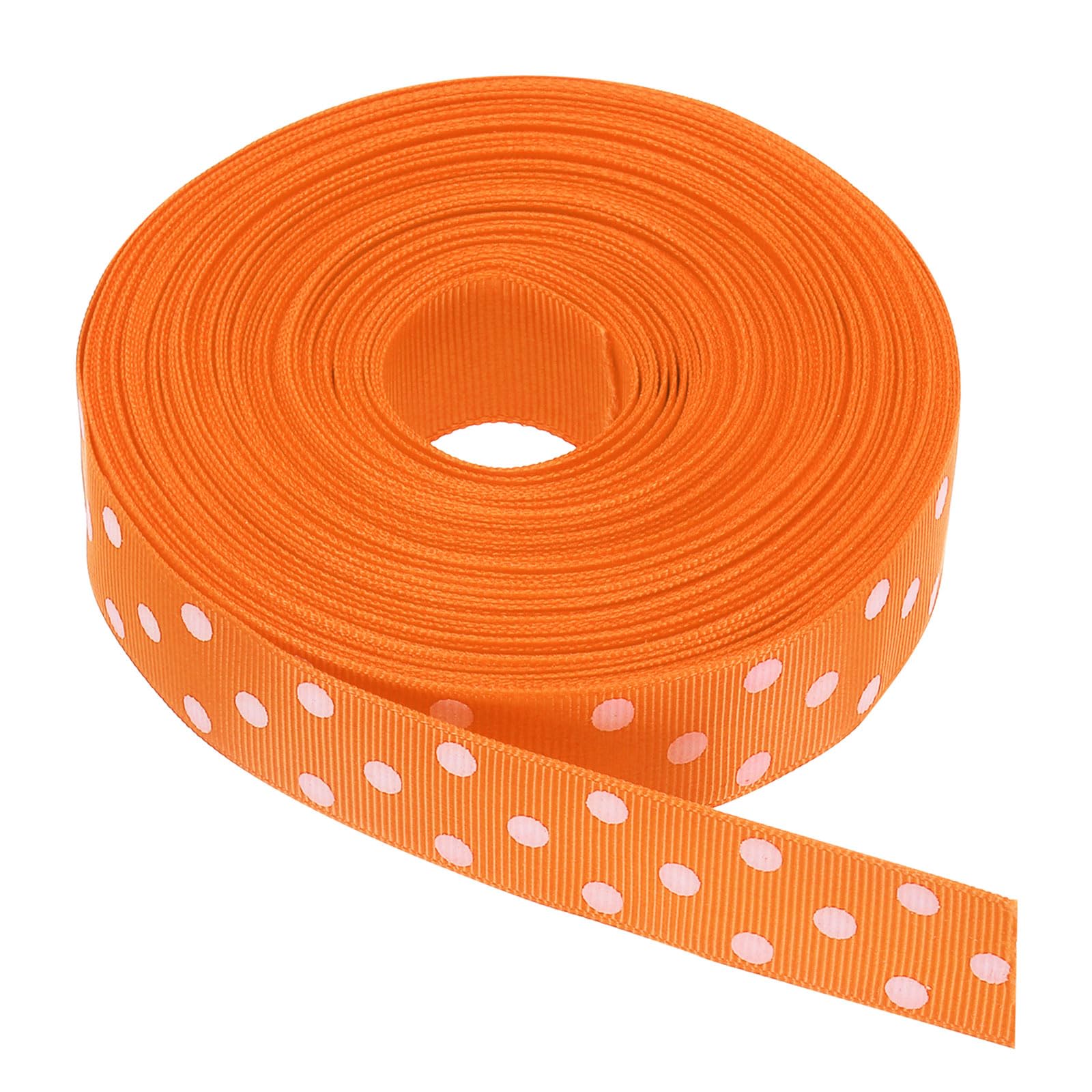 sourcing map Grosgrain Ribbons 25 Yards 1 Inch Orange with White Dots Ribbon Bow Decoration for Crafts Gift Wrapping Wedding DIY Handmade — image 1