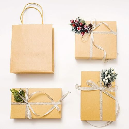 Miniatura 7 de Dysetcs Paquete de 20 ramas de piñas artificiales de Navidad, ramas de pino de 5.9 pulgadas, tallos de bayas de acebo blanco, ramas de pino, tallos