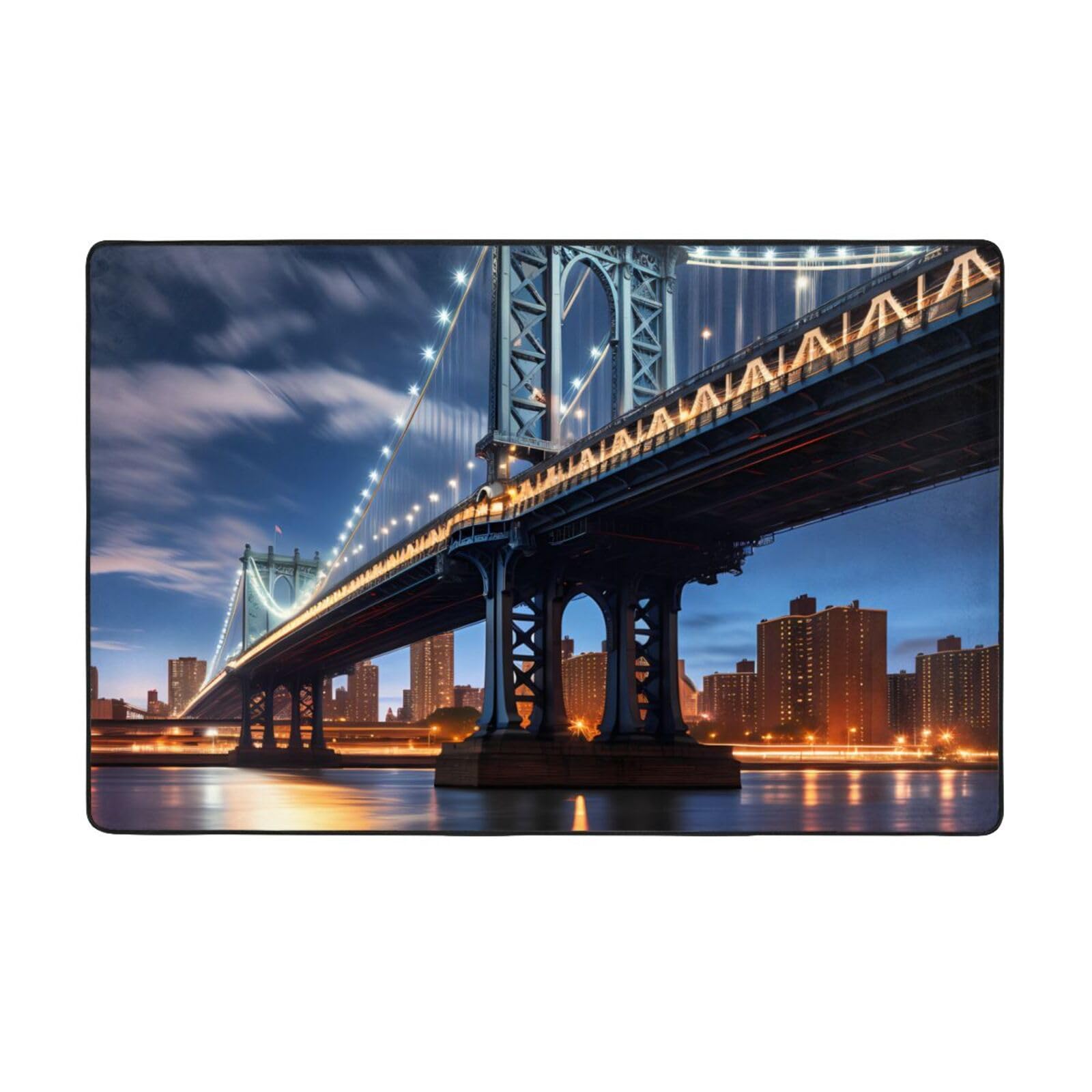 Tapis antidérapant durable Manhattan Bridge en flanelle douce pour grand salon