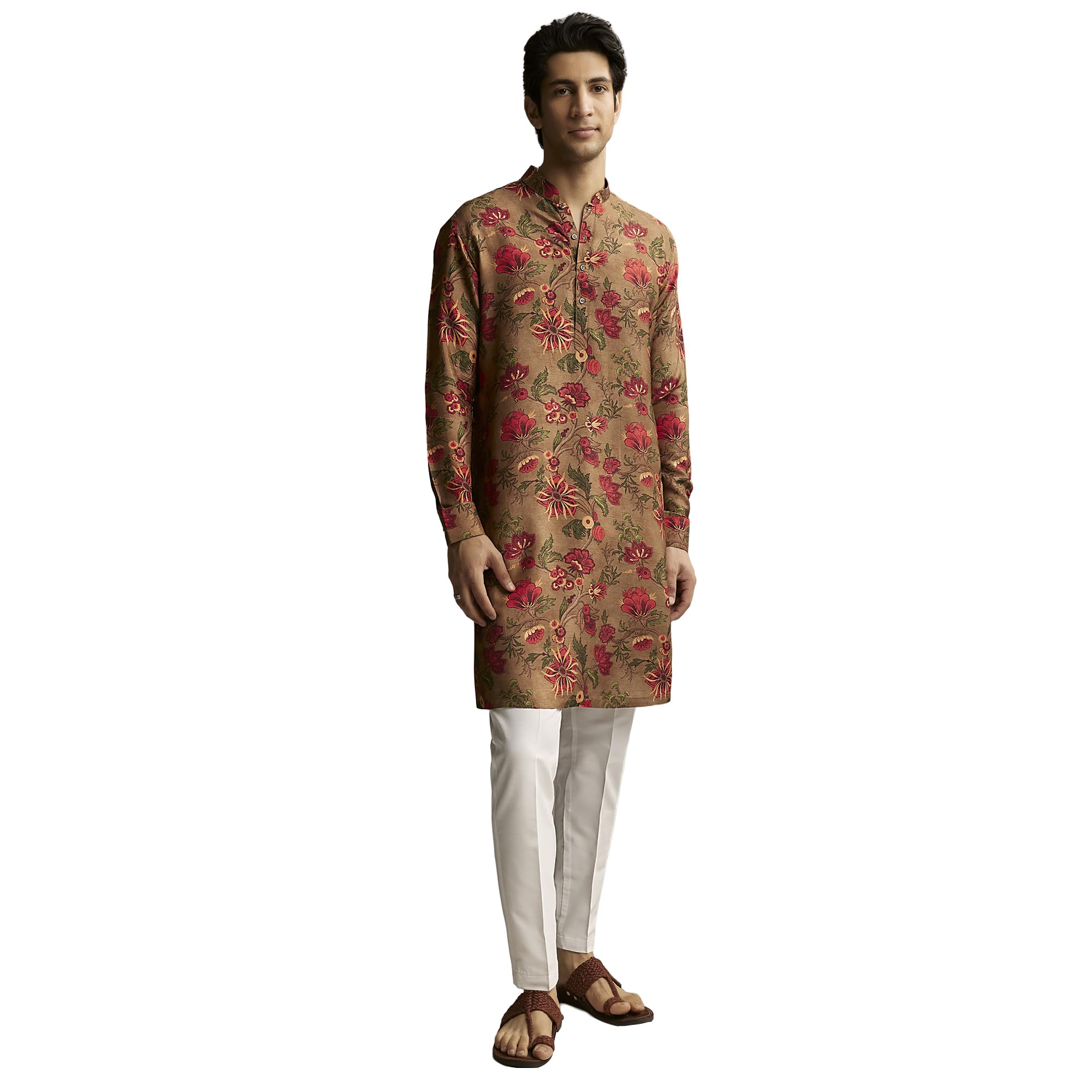 kalki Men’s Patchwork Designer Straight Kurta - Full Sleeve Mandarin Collar Ethnic Kurta - Wedding, Reception, Sangeet, Traditional Outfit for Men-picture-32