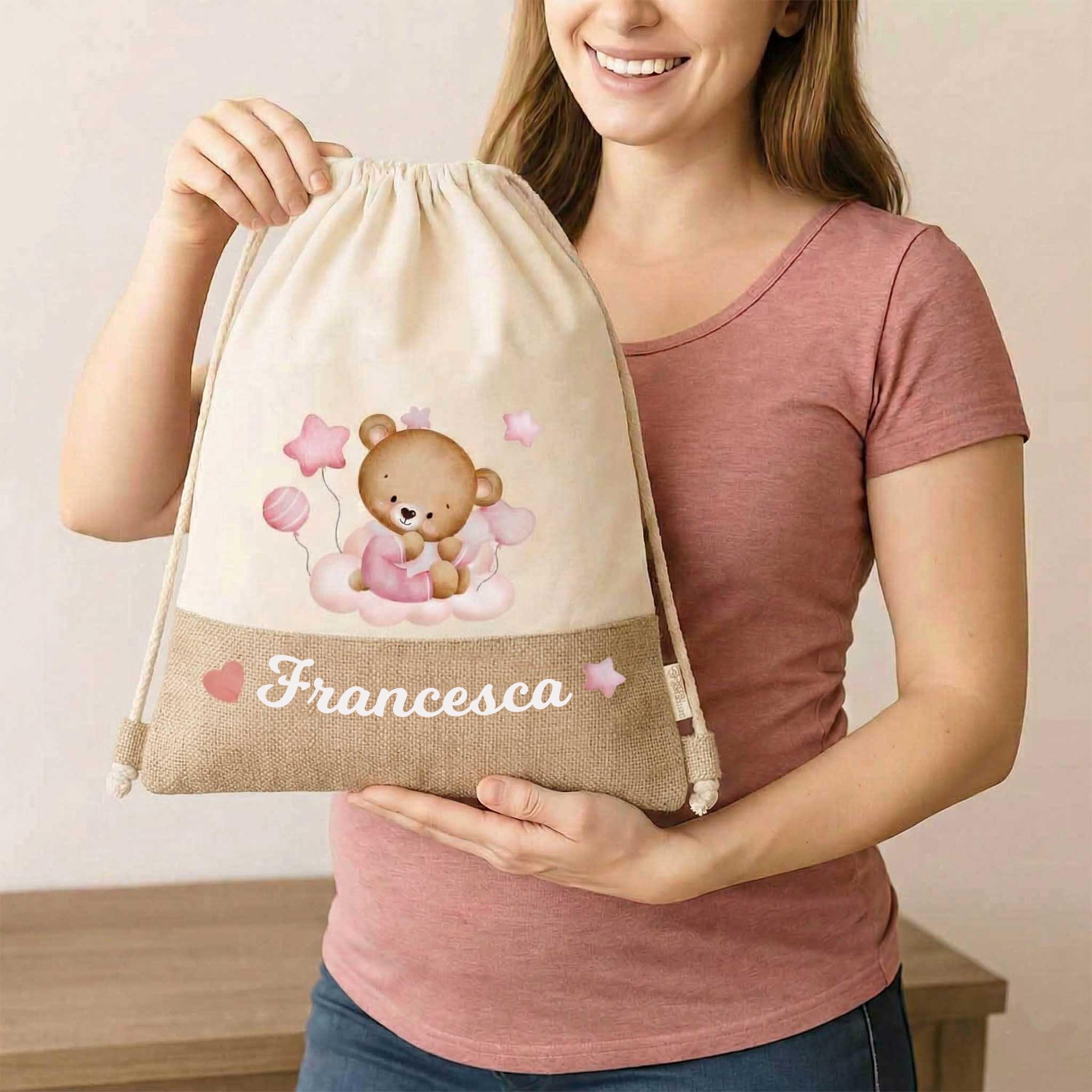 Eco-Friendly Borsa Zaino Mamma Neonata Cotone Riciclato Organizer Ospedale Cambio Bebè Idea Regalo Baby Shower