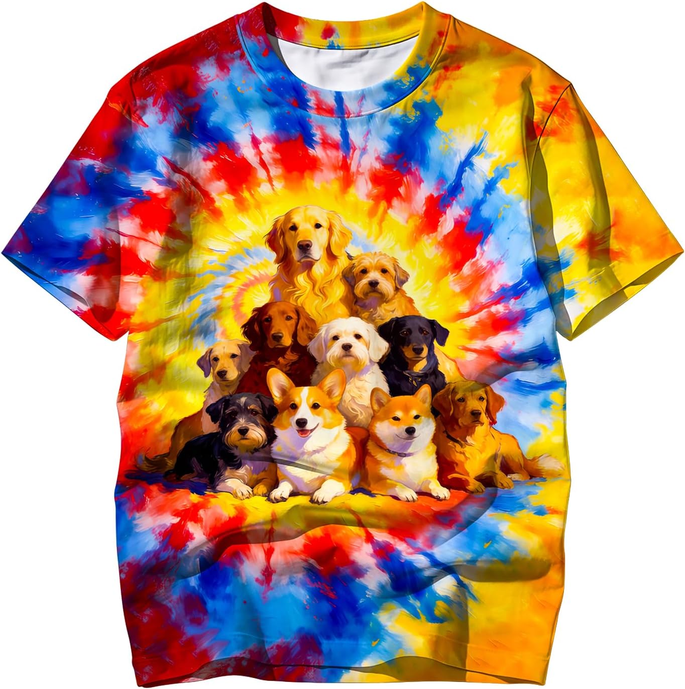 Kids Tie Dye Shirt Hippies Senior T-Shirt Short Sleeve Tees for 6-18 Years Boys Girls Children