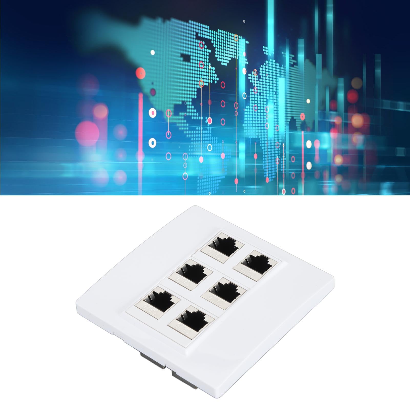 Presa per Piastra a Muro Ethernet Cat6, Piastra Jack per Accoppiatore a Muro Keystone a 6 Porte RJ45 da Femmina a Femmina