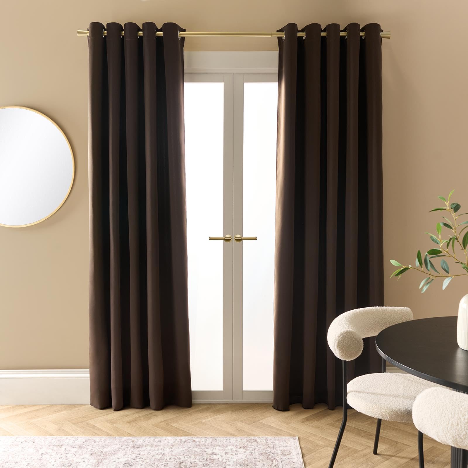 Ohs Essentials Eyelet Blackout Thermal Curtain PairBrown66 X 54" from B&Q