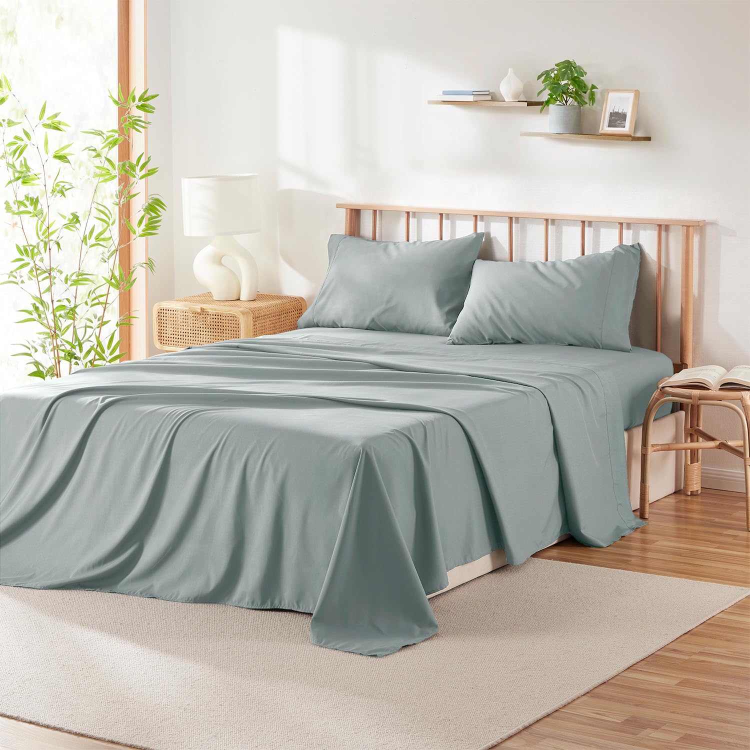 Parure de lit grand lit 40% rayonne de bambou draps argentés