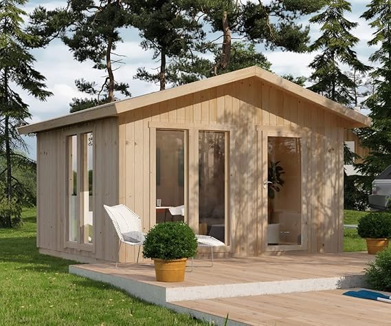 Polhus Gartenhaus Rosa aus MassivHolz, Gerätehaus modern mit Fußboden