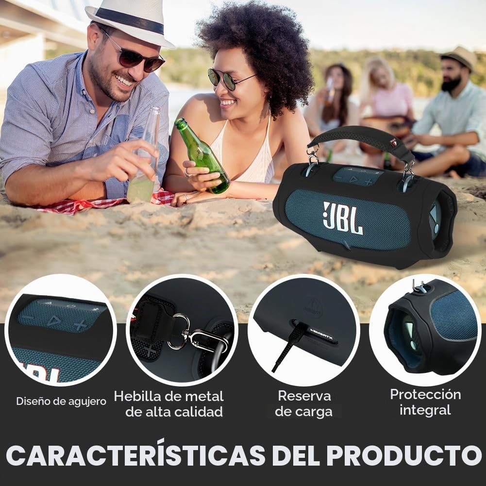 Funda de Silicona para Altavoz Bluetooth Portátil JBL Xtreme 4 – Funda Protectora Antigolpes con Correa de Transporte, Funda de Viaje Antideslizante