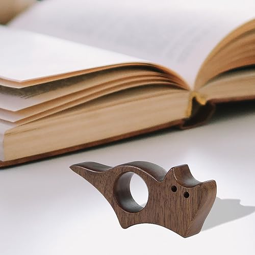 Miniatura 8 de Soporte para páginas de libros para gatos, acabado liso, madera de nogal para lectura, regalo ideal para lector de libros y accesorios de lectura,