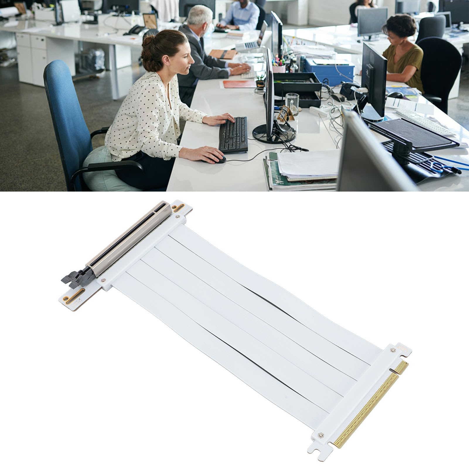 JAOCDOEN PCIe 4.0 X16 Extension Cable PCIe 4.0 X16 Extension Cable 90 Degree High Speed Flexible Graphics Card Extender Cable for RTX4090 RX8900 GPU (20cm)