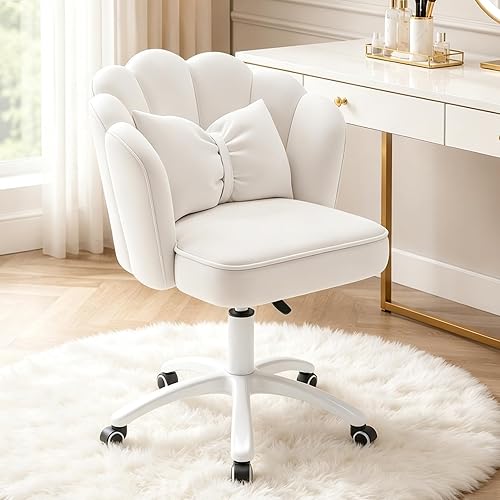 HDHNBA Silla Vanity Terciopelo Pétalo - Silla de Escritorio Acolchada Moderna co