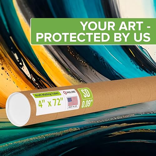 Miniatura 97 de Tubos de correo de papel kraft reforzado de 3 x 24 pulgadas, paquete de 4 tubos con 2 tapas cada uno, tubo de cartón fabricado en Estados Unidos