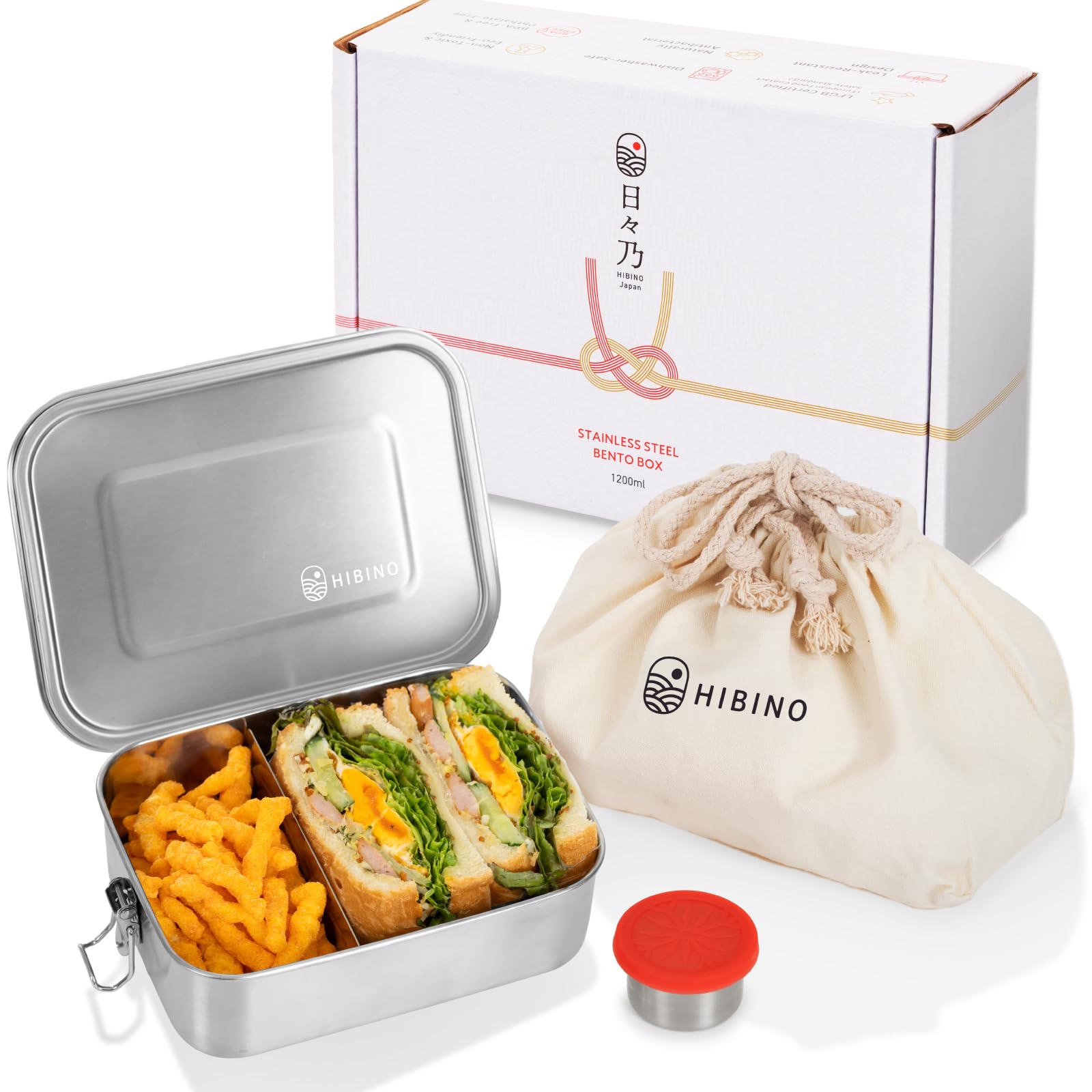 HIBINO Stainless Steel Bento Box 1200ml