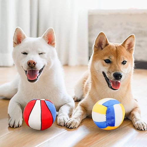 Miniatura 6 de 2 pelotas interactivas para perros, adecuadas para perros pequeños y medianos, juguetes de felpa chirriantes para perros, juguetes masticables para
