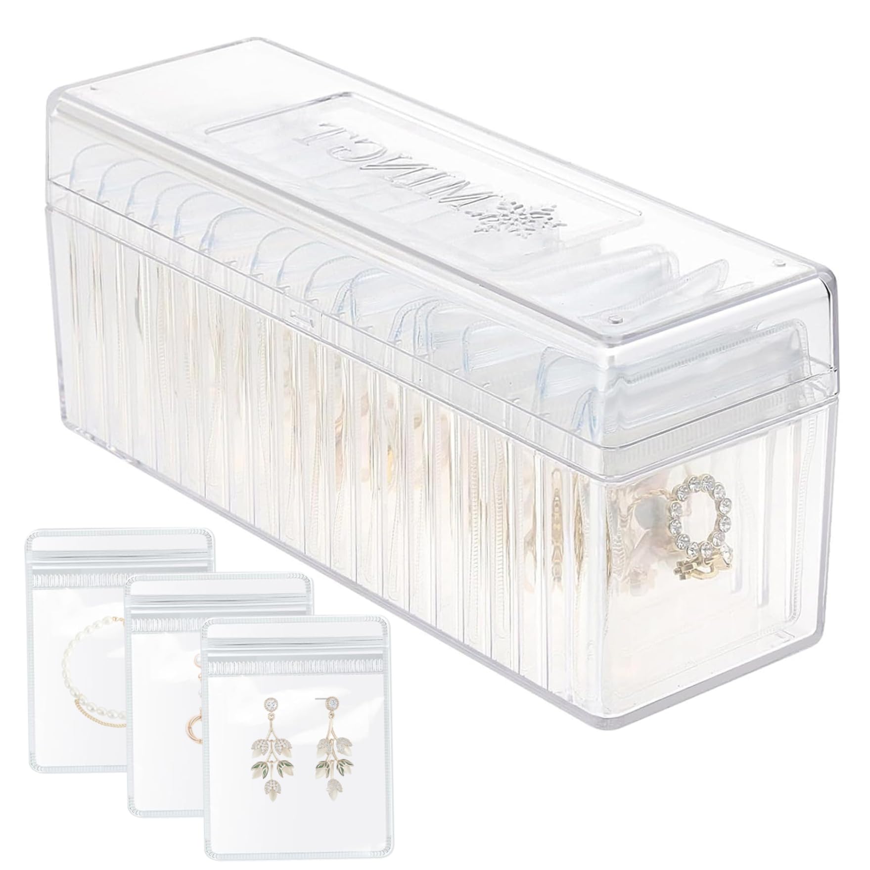 Boîte à bijoux transparente contre l'oxydation pour ranger boucles d'oreilles emmêlées