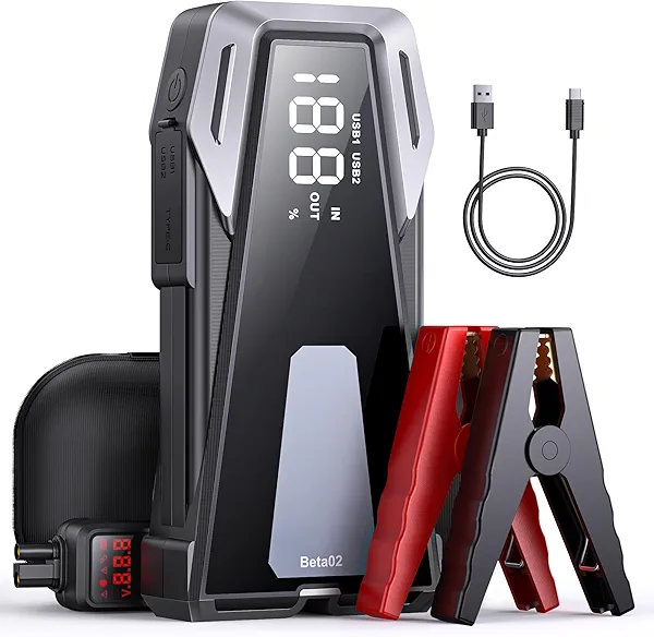 Portable Car Battery Jump Starter 6000A 21800mAh, Car Battery Jumper Starter Portable Jumper Cables for car(8.5L Gas/8.0L Diesel),Jump Box with USB Quick Charge, Lights, Compact