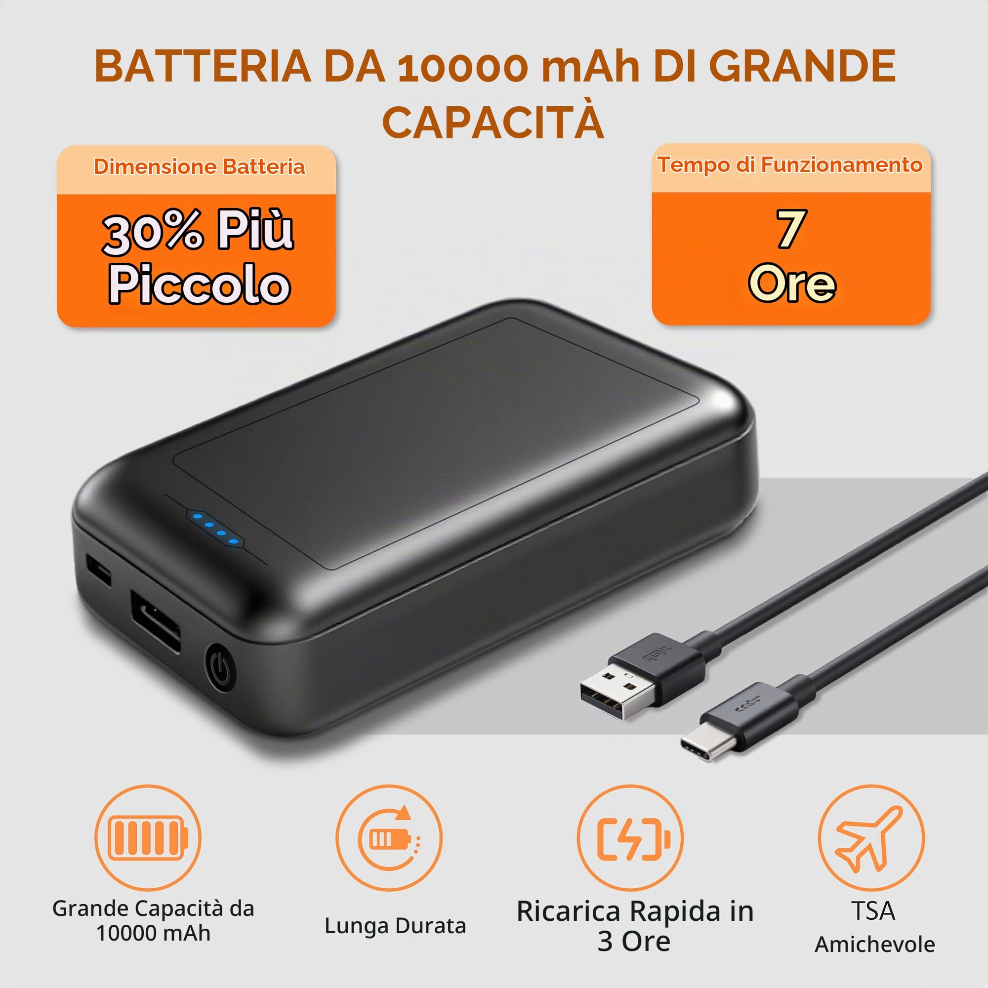 seenlast Felpa Riscaldata Uomo Donna, Giacca Riscaldata Unisex con Batteria 10000mAh, Felpa con Cappuccio Riscaldata per Uomo Donna, Giacca Termica con 6 Zone Riscaldamento 3 Temperatura Regolabile