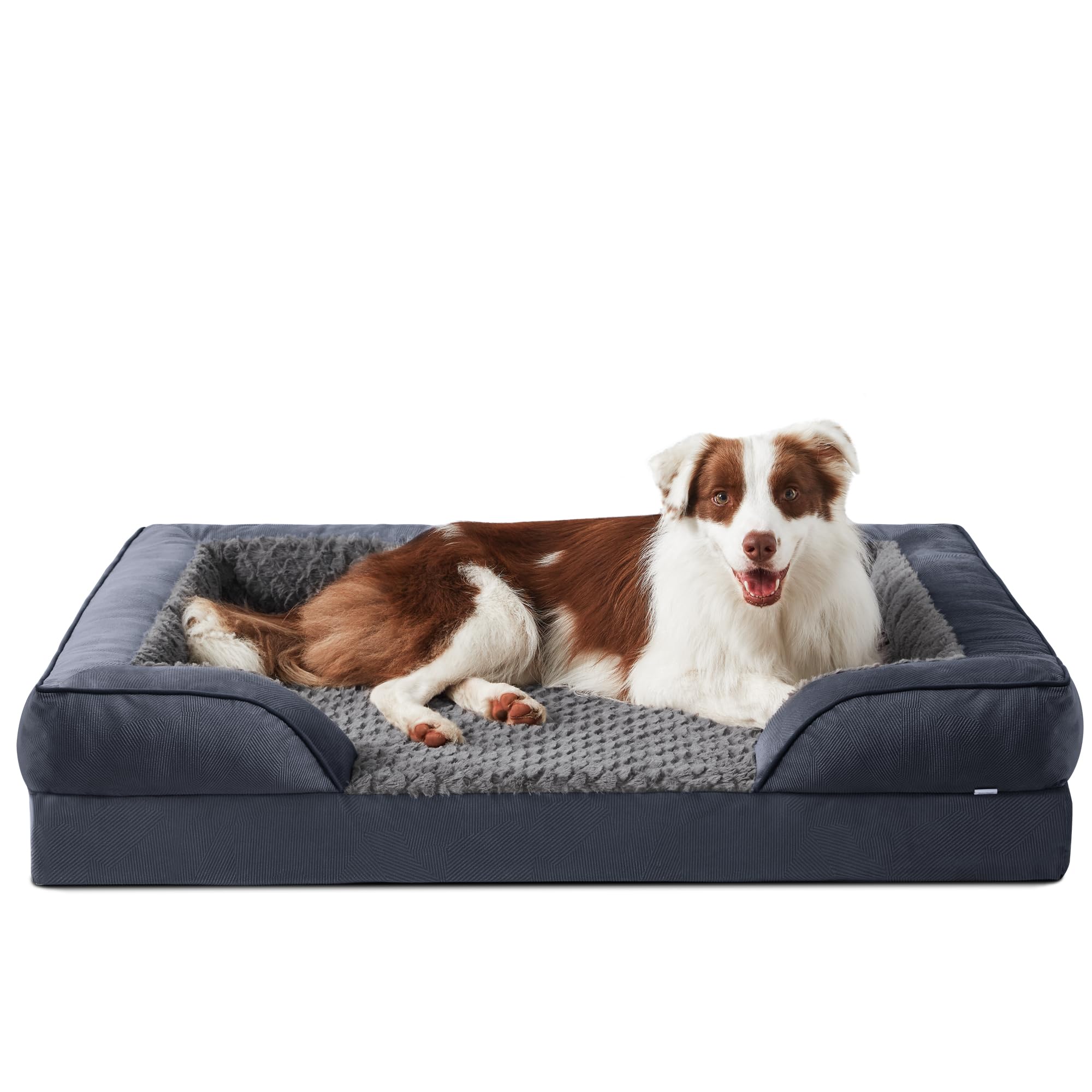 JOEJOY Grande cuccia ortopedica per cani, grande cuccia lavabile, cuscino per cani con struttura a nido d'ape e imbottitura impermeabile rimovibile in schiuma ortopedica grigio
