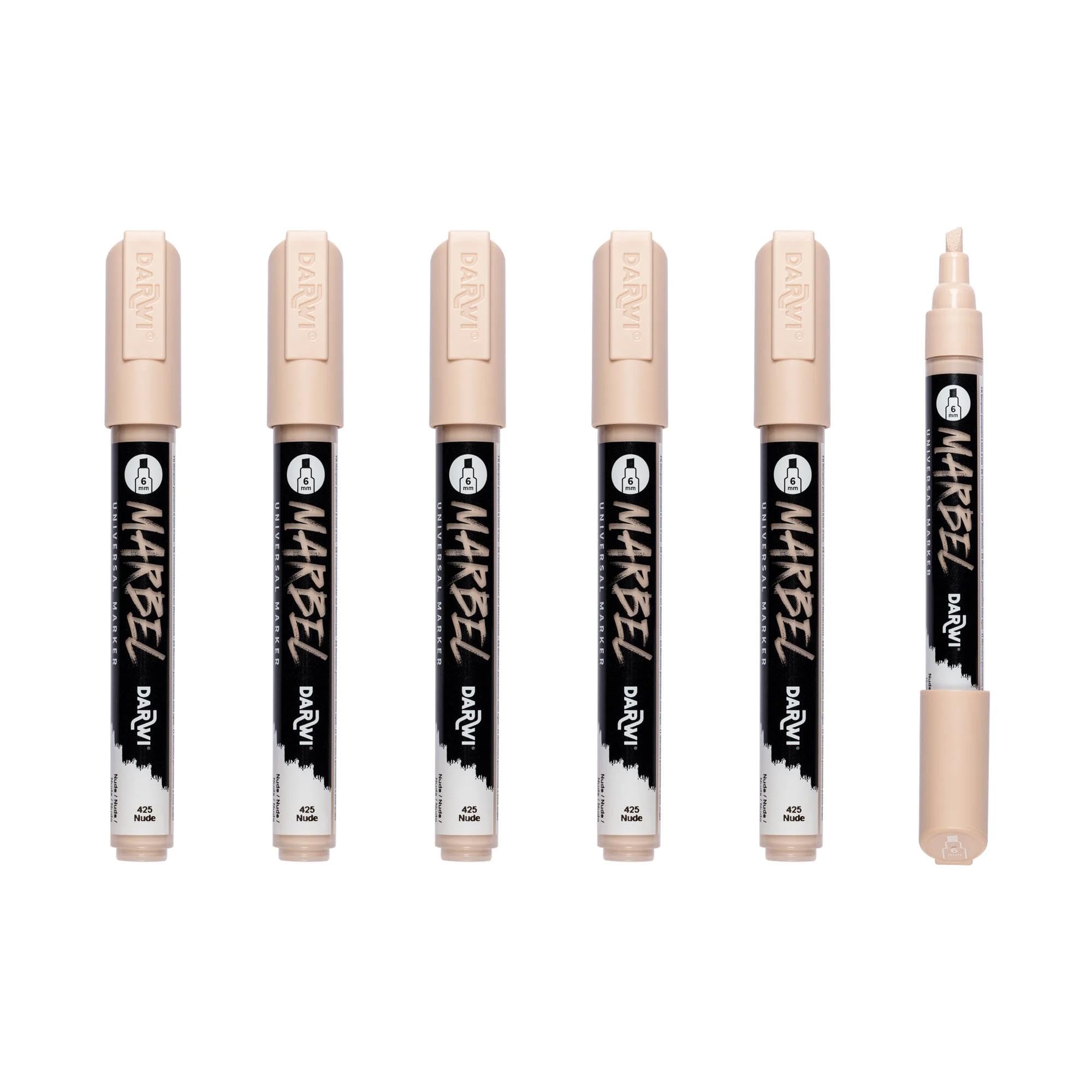 MARBEL - DA0226006425Cpack - Set of 6 Universal Markers Medium Chisel Tip 6mm Nude No. 425 - Creative and Leisure DIY Accessories - Markers for Drawings
