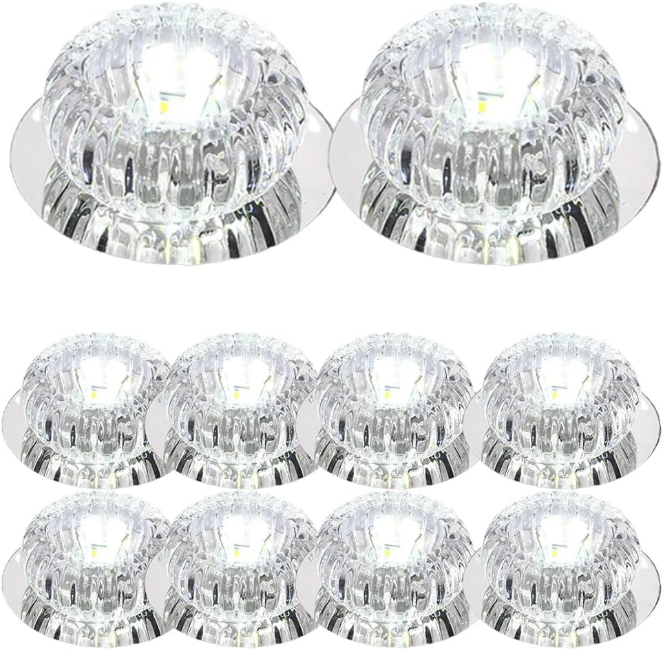 10 Pcs Crystal LED Downlight,3W 5W Led Recessed Lighting Colorful Indoor Decoration Spot Light Crystal Led Downlights for Hallway Dining Room Bedroom Kitchen