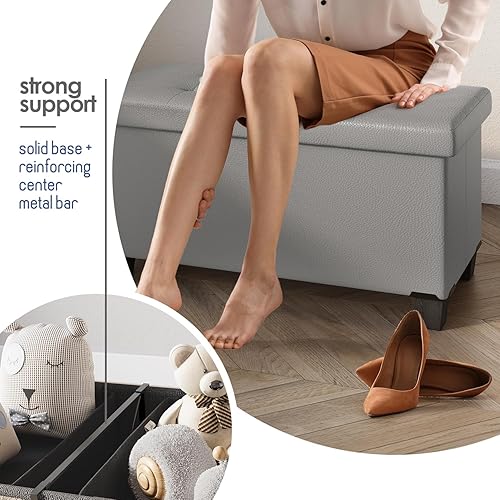 Miniatura 302 de Otomana plegable para dormitorio o sala de estar, con contenedores de almacenamiento, reposapiés para el extremo de la cama, soporta hasta 660 lb,