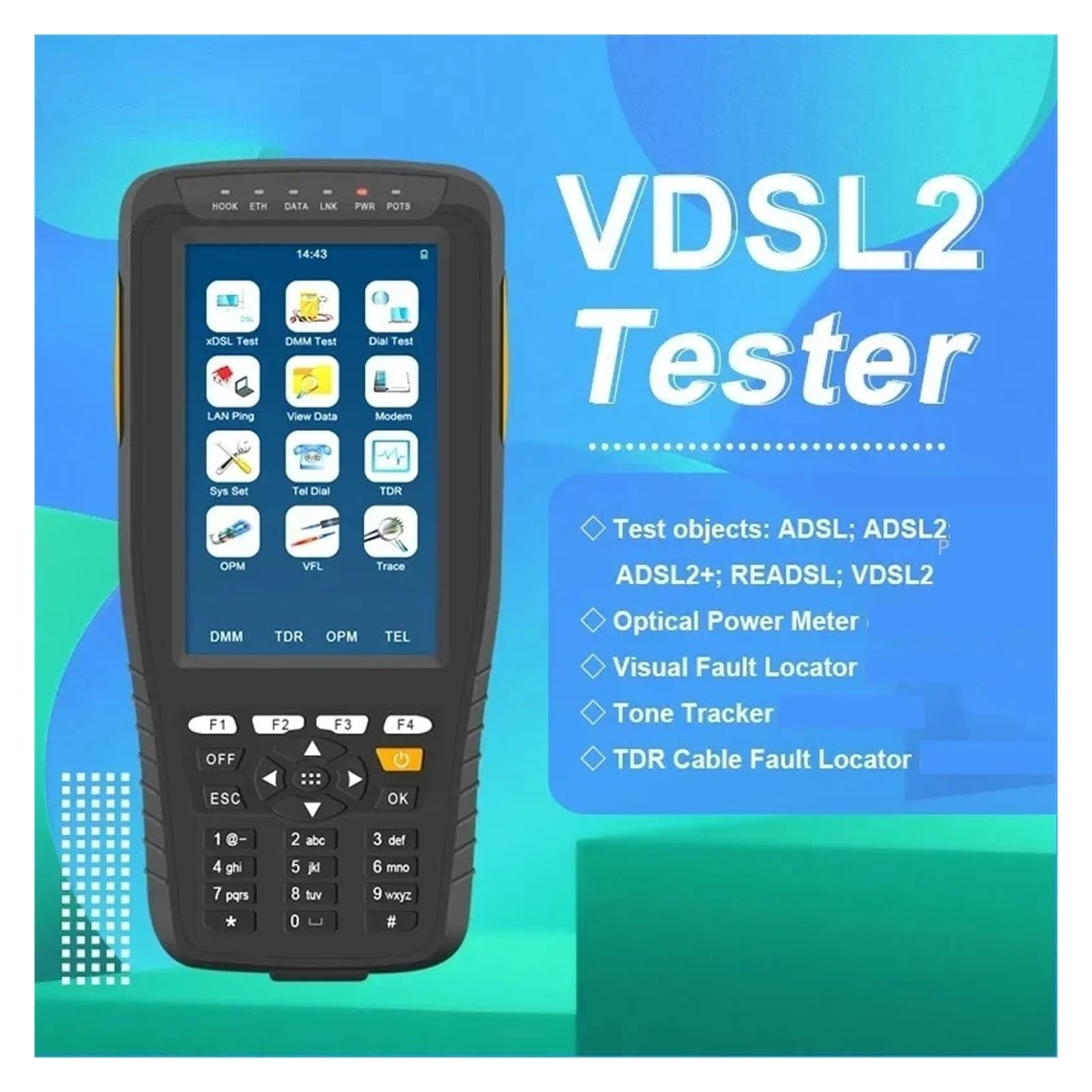 Palmare TM-600 VDSL ADSL OPM VFL TDR Tone Tracker Tester Line Test Equipment Tracker cavi con display digitale LCD Alta sensibilità, basso errore(TM-600OV VDSL)