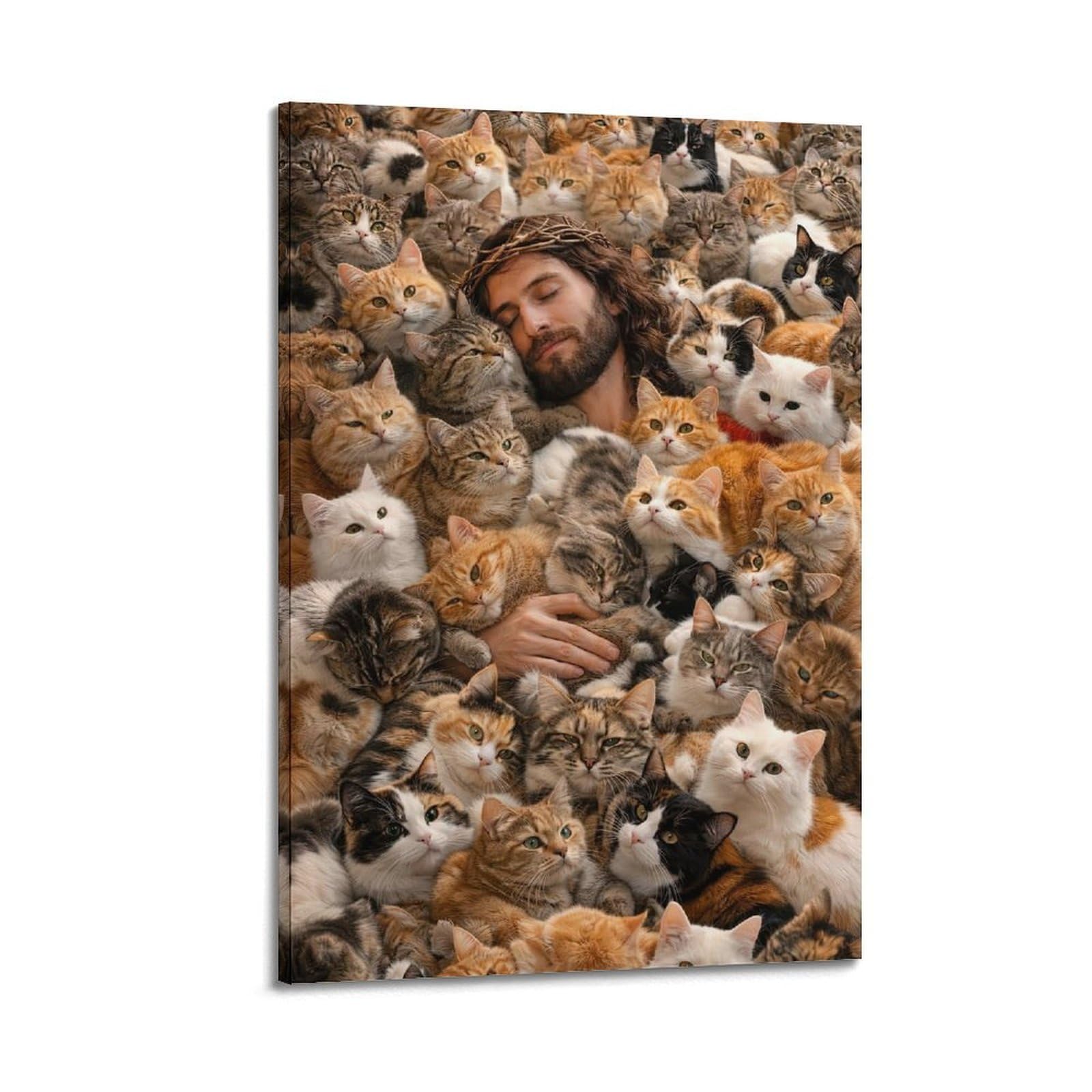 OKAHYS Vintage Great Jesus And The Kitten Cats Poster Decorative Painting Canvas Wall Artworks Picture 20x30inch(50x75cm)