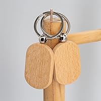 Vista 5 de TFoRibbon Paquete de 20 llaveros de madera en blanco con grabado de madera rectangular