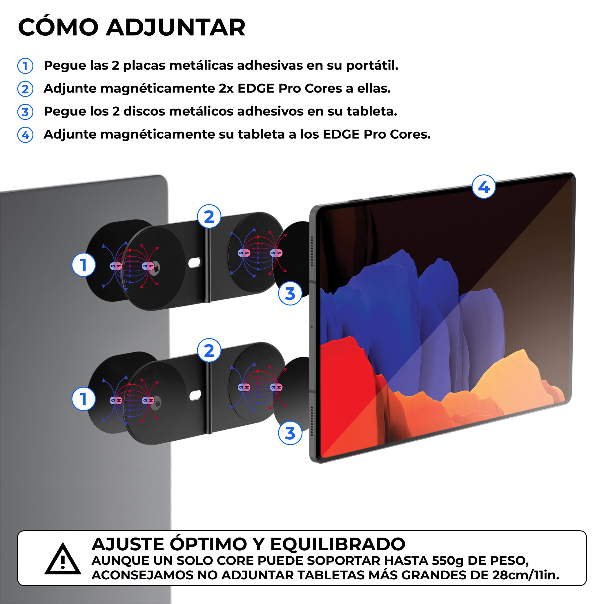 Rolling Square Edge Pro Tablet Kit – Soporte magnético para tablet y móvil, accesorio Smartworking y productividad, compatible con MagSafe, compatible con todas las tabletas y teléfonos, gris espacial