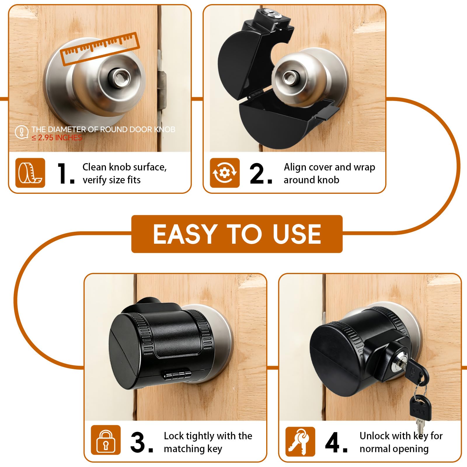 Child Safety Door Knob Covers - Keyed Security -7