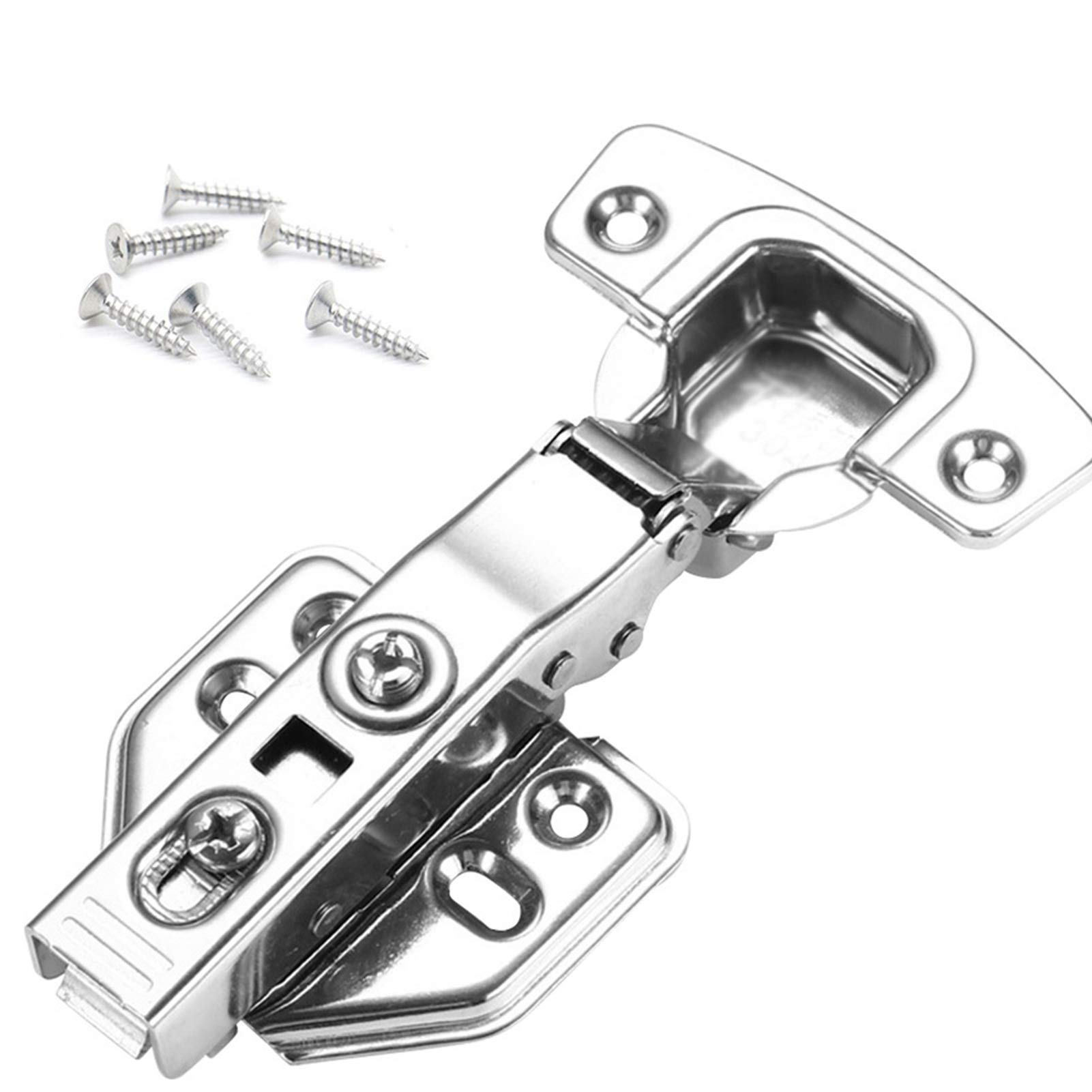 AUNANGLJSCS 2pcs Hinges Stainless Steel Cabinet Door Overlay Face Frame Hardware with Installation Screws Four-Hole Mounting Plate(Embed)
