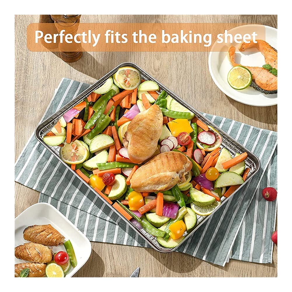 Bandeja de enfriamiento del horno Rejilla de alambre antiadherente de acero inoxidable Bandeja para hornear Rejilla de enfriamiento de pasteles Horno Cocina Pizza Pan Barbacoa Galleta Soporte para g